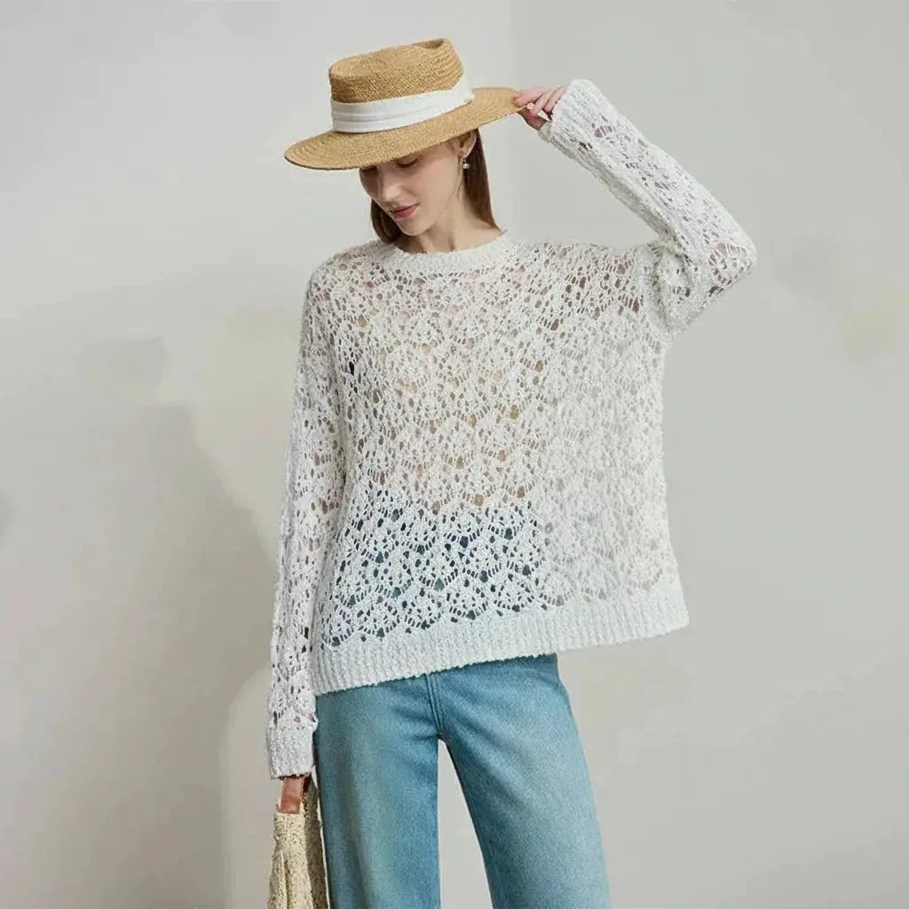 Crochet Hollow-Knit Women's Pullover - Loran