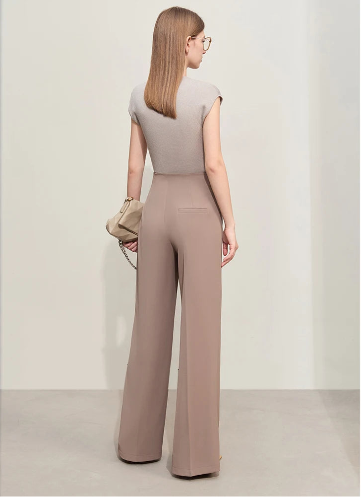 Amii Minimalism 2024 Summer New Wide-legged Pants Women Straight Basics Casual Pants Female Solid Full-length Trousers 12412006 Loran