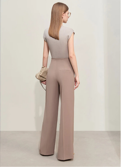 Amii Minimalism 2024 Summer New Wide-legged Pants Women Straight Basics Casual Pants Female Solid Full-length Trousers 12412006 Loran