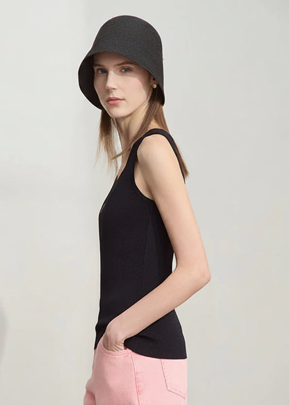 AMII Minimalist Autumn Casual Sweaters for Women 2025 Print U Neck Sleeveless Vest Female New Fashion Knit Slim Tops 12542009 Loran