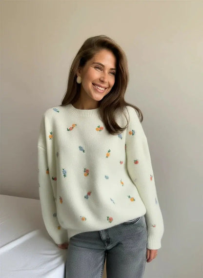 Autumn Printed Knitwear Top for Women - Loran