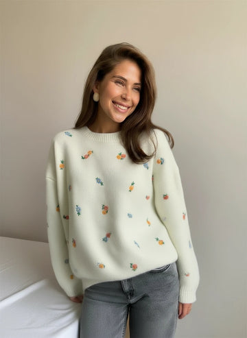 Autumn Printed Knitwear Top for Women