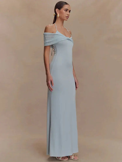 Elegant Off-Shoulder Backless Gown - Loran