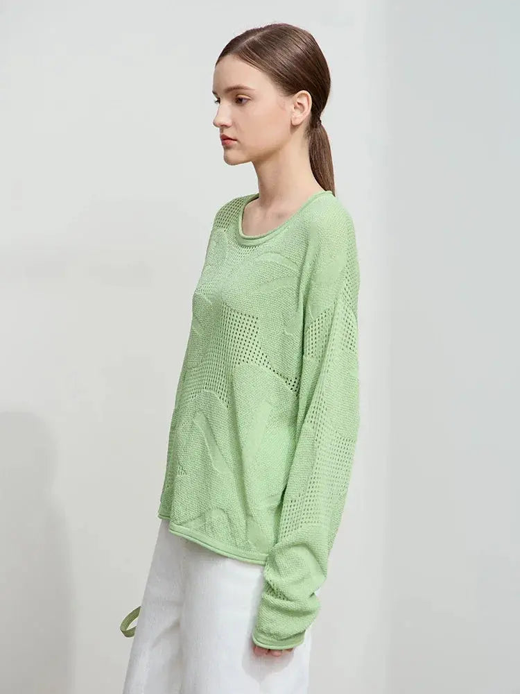 Minimalist Loose Hollow Knit Sweater Loran