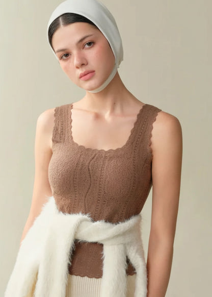 SUJIIN Women's Thermal Underwear 2025 Winter Elegant Sleeveless Square Collar Lace Vest Tops Undershirt Thermal Clothing Woman Loran