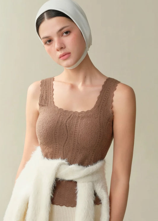 SUJIIN Women's Thermal Underwear 2025 Winter Elegant Sleeveless Square Collar Lace Vest Tops Undershirt Thermal Clothing Woman Loran