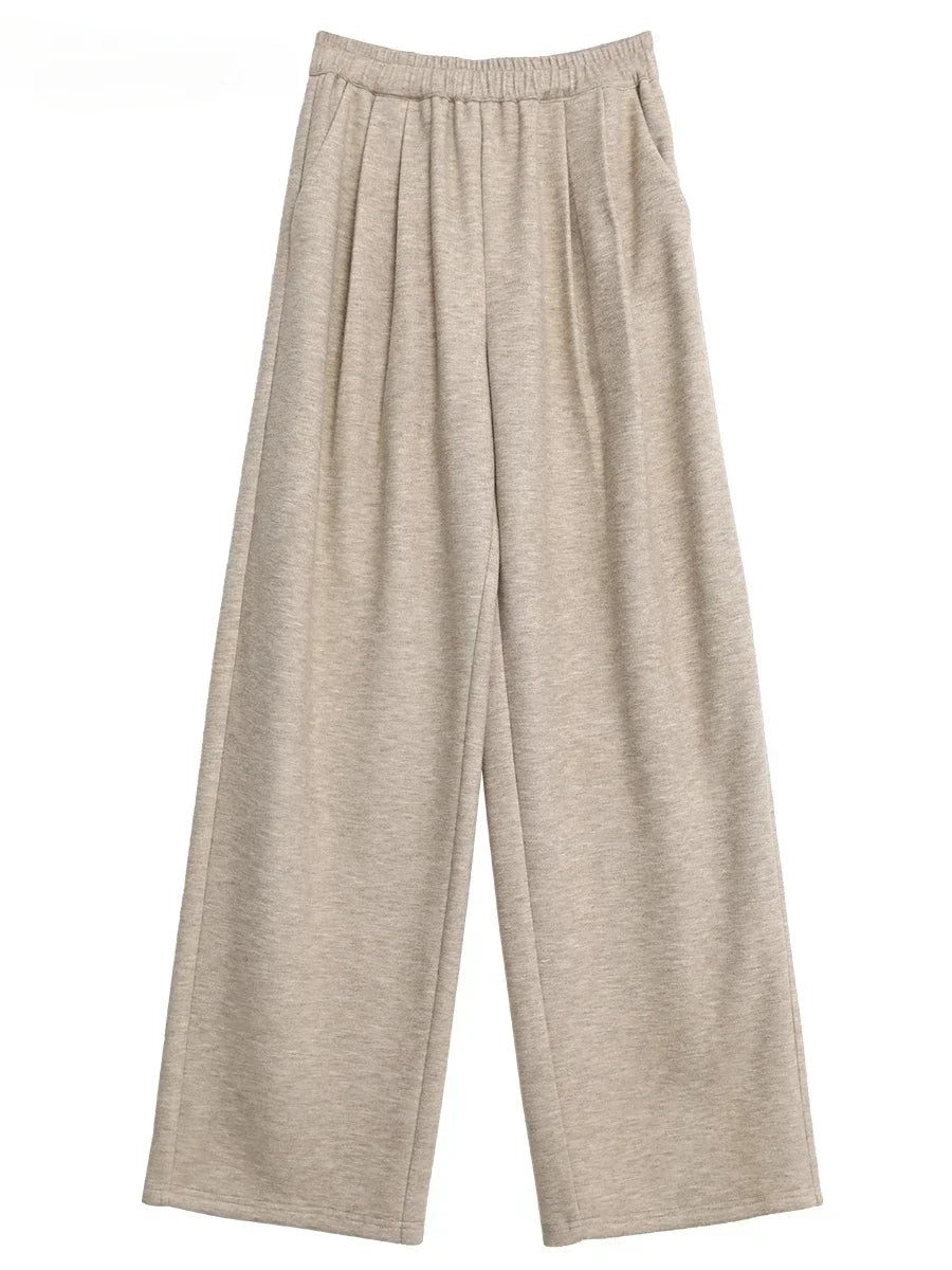 Women’s High Waisted Wide Leg Winter Pants Plush & Thick Loran