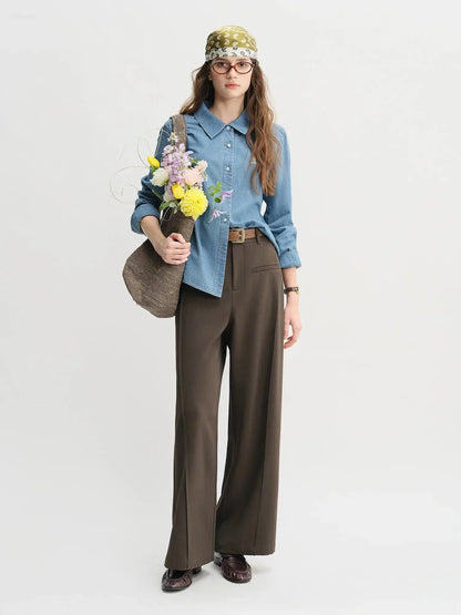 Relaxed Fit Office & Casual Pants with Structured Seam Details - Loran
