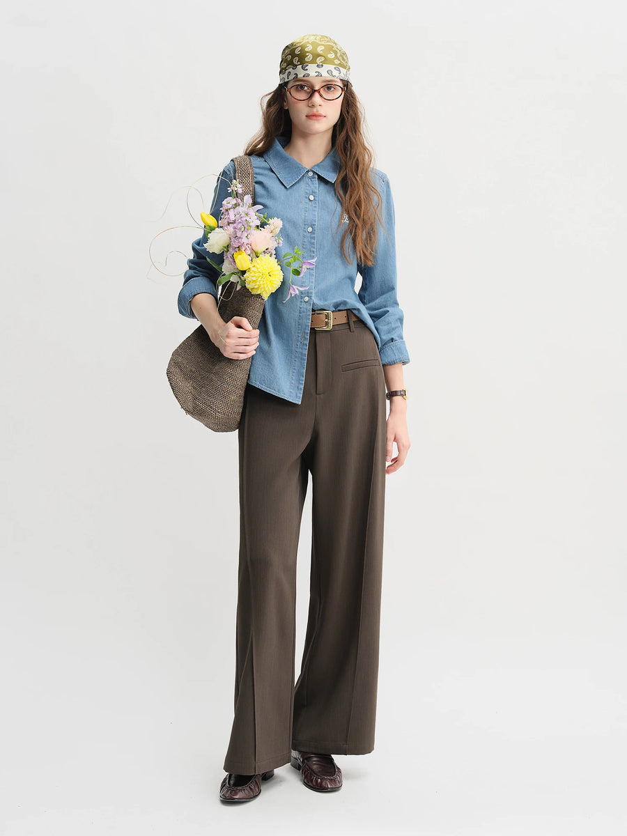 Relaxed Fit Office & Casual Pants with Structured Seam Details
