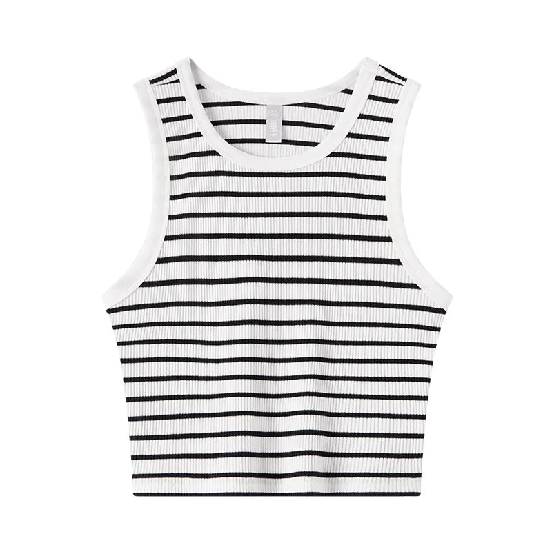 Semir Vest Women Short Style Skinny Round-neck Simple 2024 Spring New Solid Color Top Versatile Loran