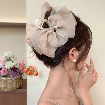 Mesh Bow Biral Claw Clip Elegant Hair Accessories
