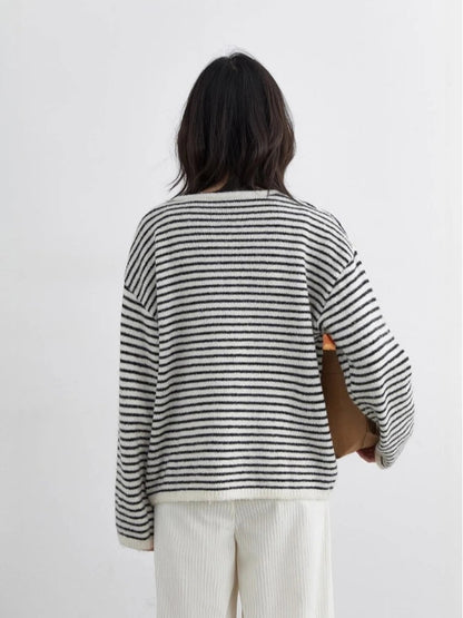 Retro Striped Pullover Loose Autumn & Winter Jumper Loran