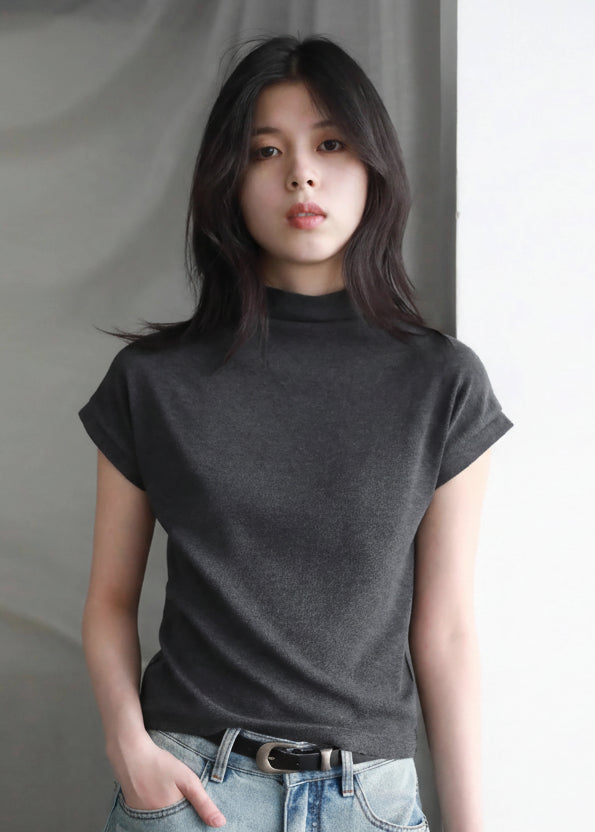 CHIC VEN Women T-Shirts Solid Half High Neck Slim Fit Tees  Elastic Basic Female Bottom Top Spring Autumn 2025 Loran