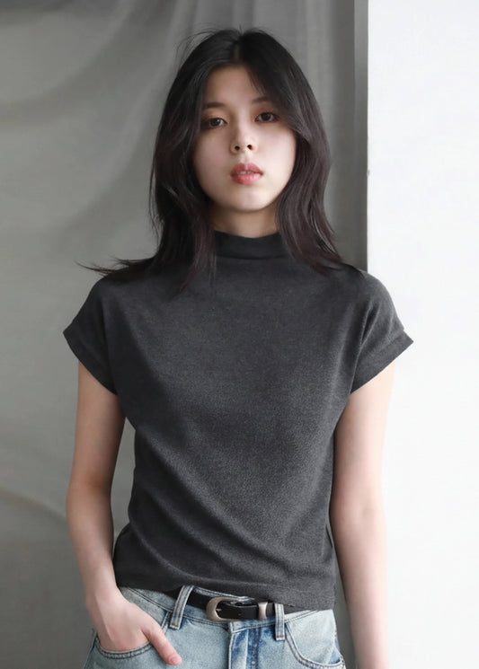 CHIC VEN Women T-Shirts Solid Half High Neck Slim Fit Tees  Elastic Basic Female Bottom Top Spring Autumn 2025 Loran