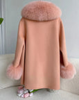 Luxury Wool Blend Cape with Detachable Fur Collar
