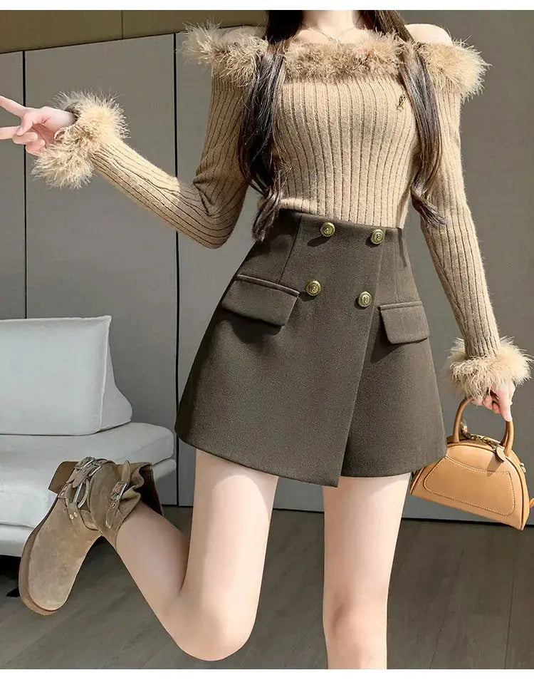 Chic A-Line High-Waist Suit Shorts - Autumn/Winter - Loran