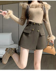 Chic A-Line High-Waist Suit Shorts - Autumn/Winter