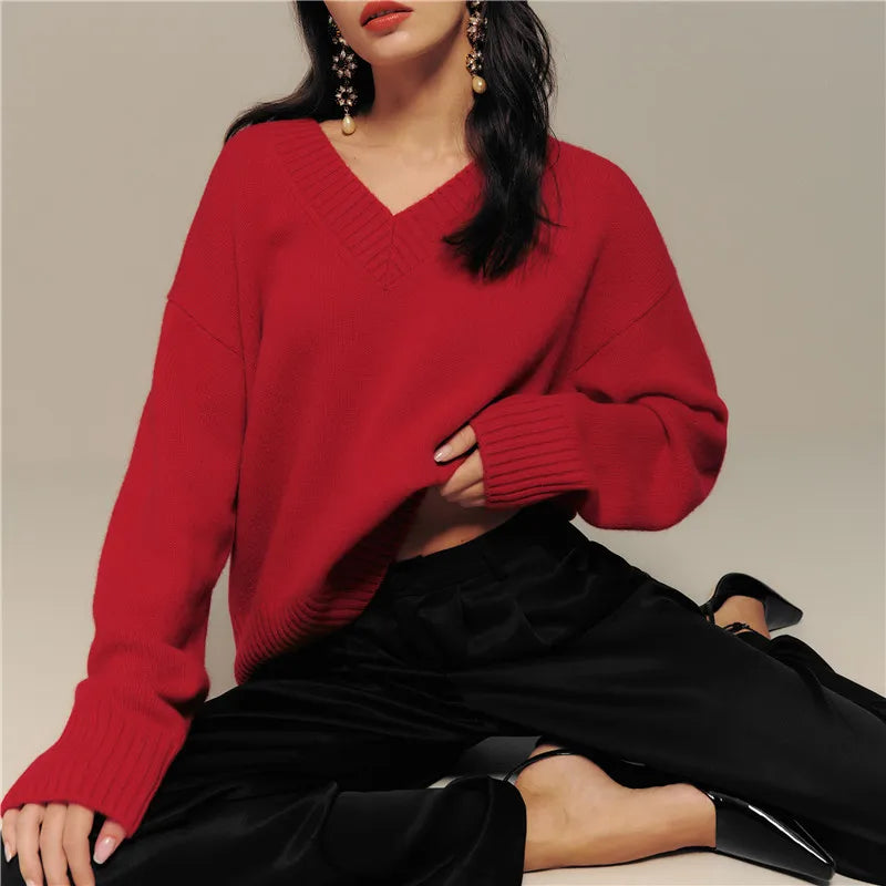 Solid Color Knitted Wool Sweater