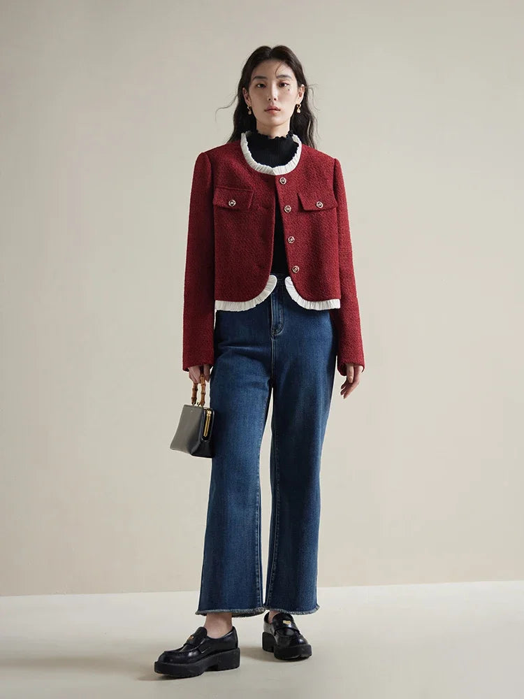 Warm Winter Fleece High-Waist Black Straight Jeans