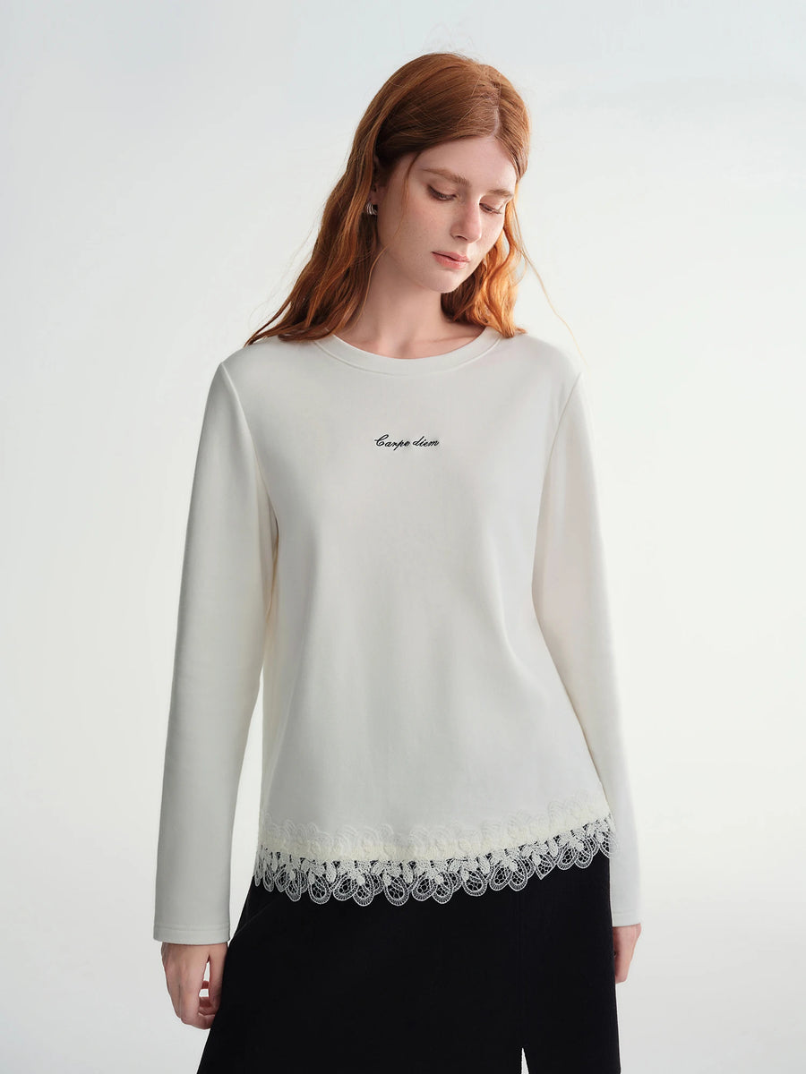 Embroidered Basic Long Sleeve Top