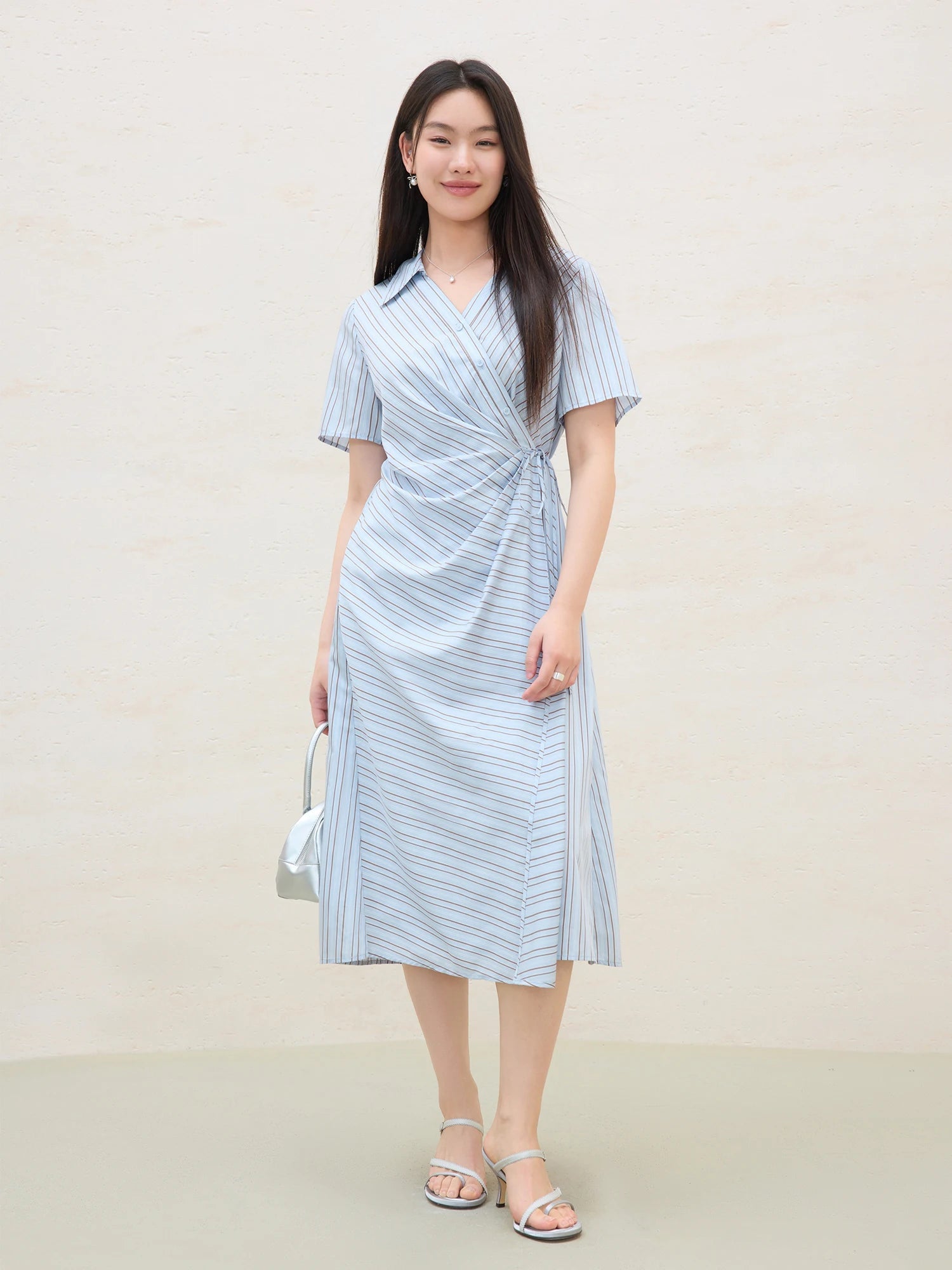 Surplice Midi Shirt Dress Summer Office & Casual Loran