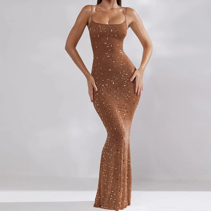 Elegant Sequin Maxi Dress Fashion Glitter - 3IN SMART Shop  #