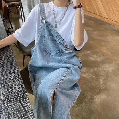 Casual Sleeveless Denim Overall Dress for Women - Loran