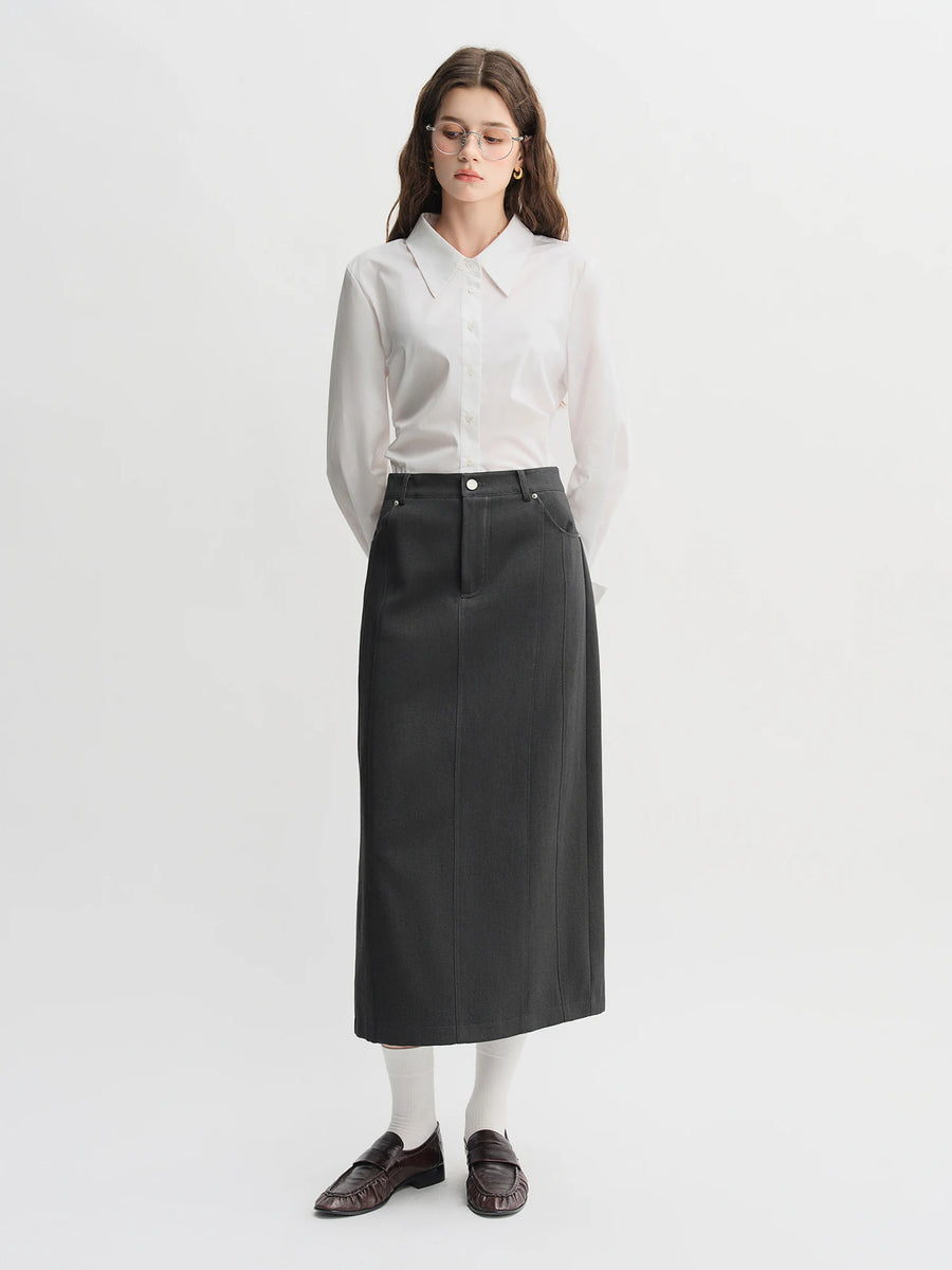 Tricolor Pleated Tie-Waist Shirt & Skirt Suit