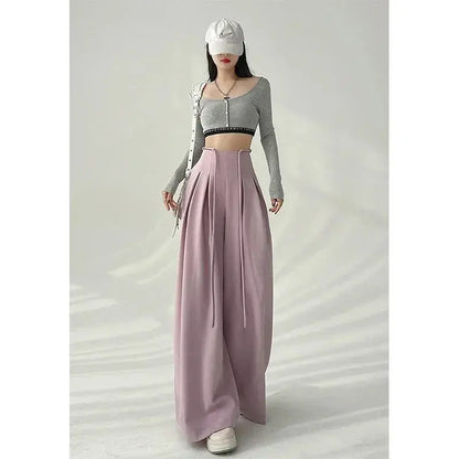 Lace-Up High-Waist Wide-Leg Trousers - Loran