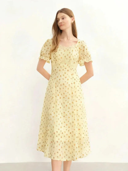 Plus Size Floral French Lace Patchwork Dress - Loran