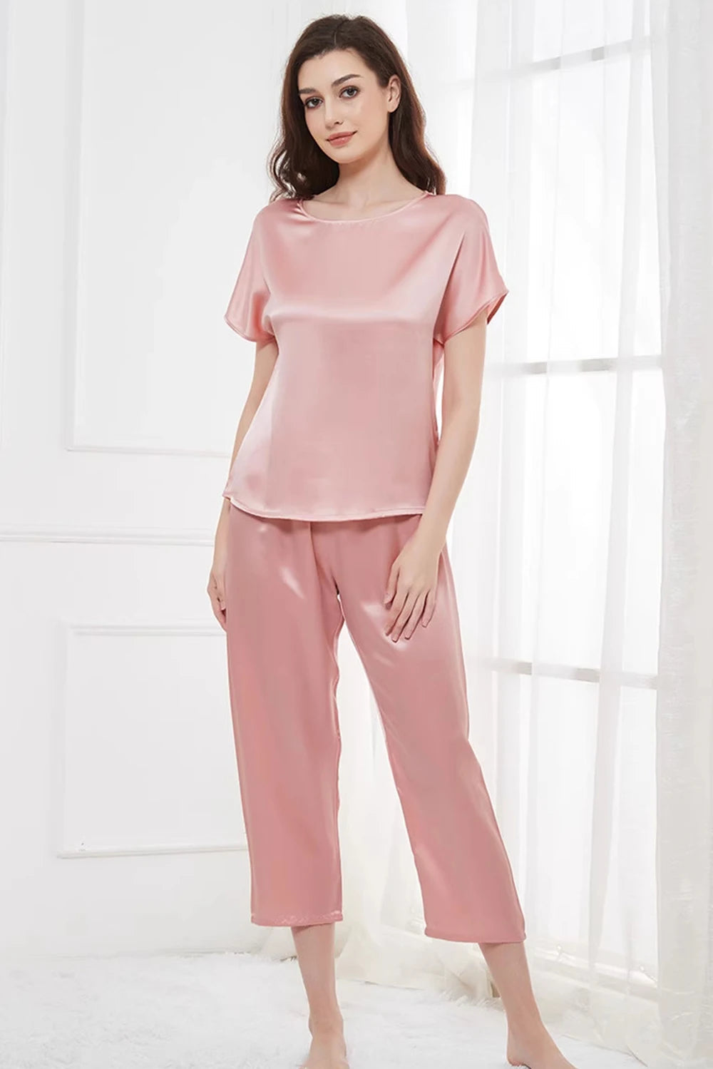 Women’s Mulberry Silk Capri Pajama Set 2-Piece Sleepwear Loran