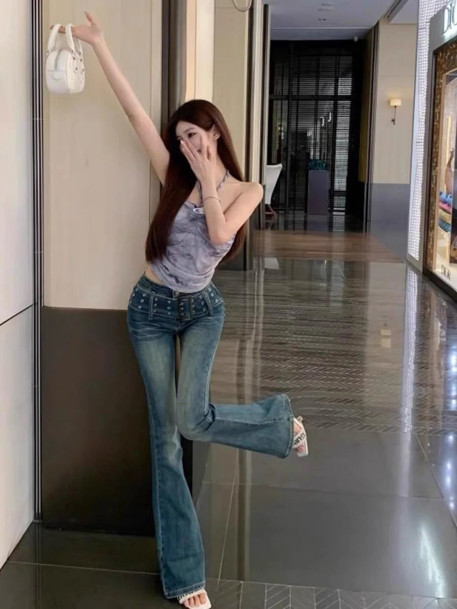 Women's Retro Black Flare Pants