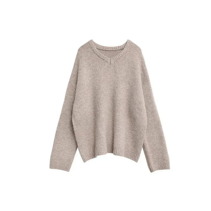 CHIC VEN Fashion Women Skirt Set Pullover Loose New Mini V-neck Solid Sweater Straight Leg Skirts Spring Autumn 2024 Loran