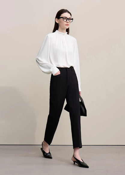 Amii Blouse For Woman 2026 Spring New Elegant Commuter Edge Pleated Chiffon Shirt Thin Pullover Women's Long-sleeve Top 12641066 Loran