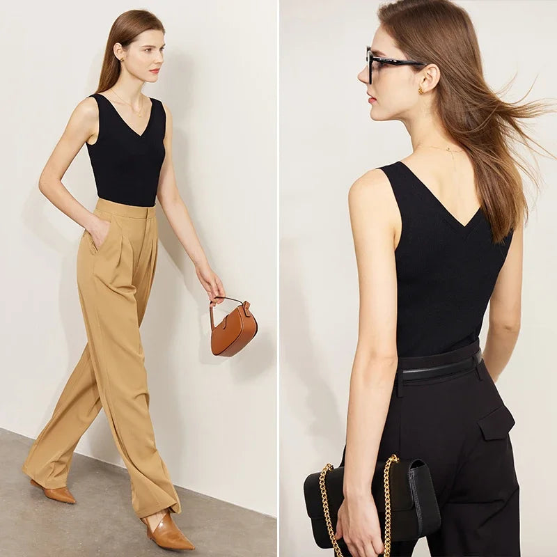 Women’s V-Neck Knitted Tank Top Minimalist Summer Vest