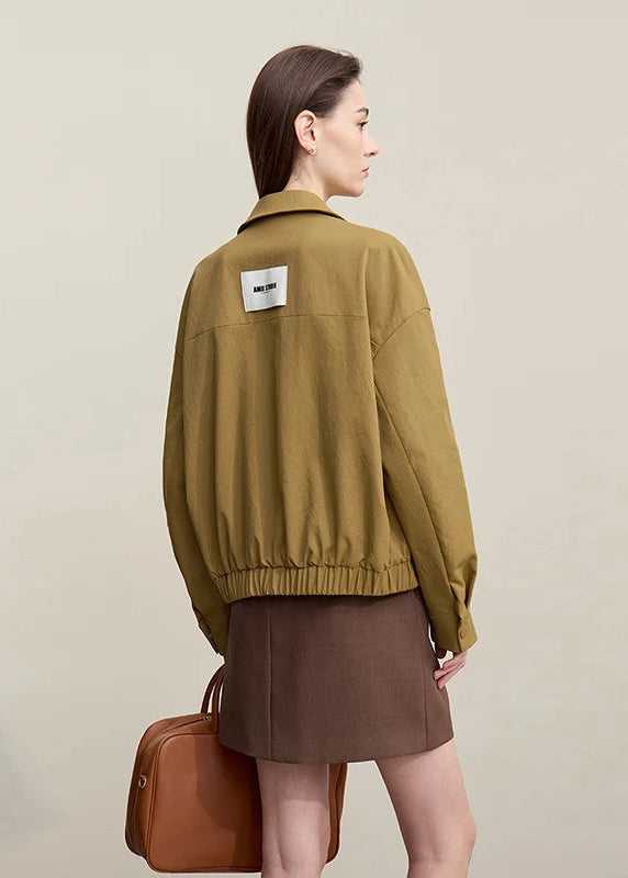 Amii Women's Jackets 2026 Spring New Casual Letter Embroidery Lapel Drop Shoulder Sleeve Coat Versatile Top Female 12621048 Loran
