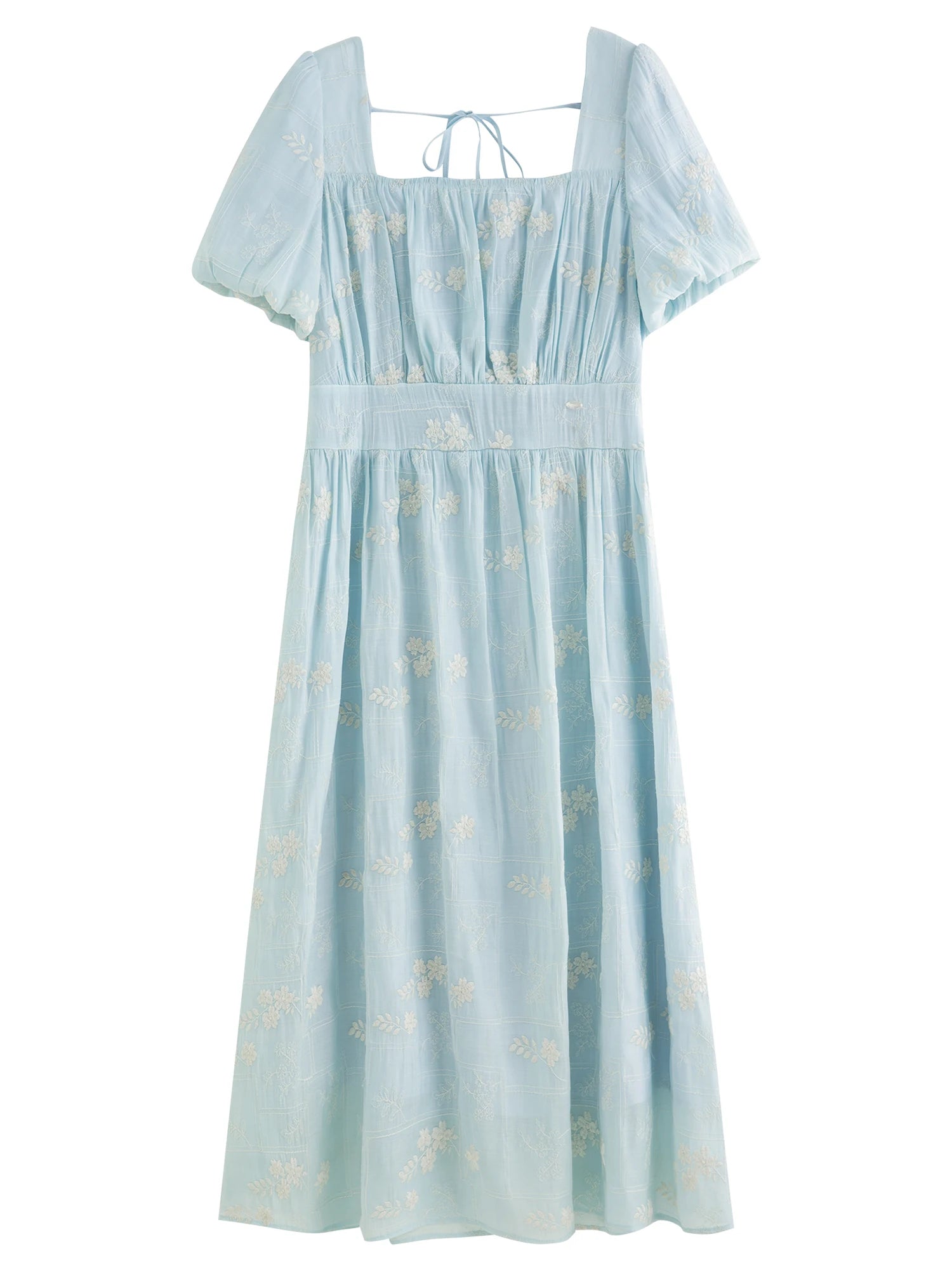 Floral Embroidered Square Neck Maxi Dress Summer Loran