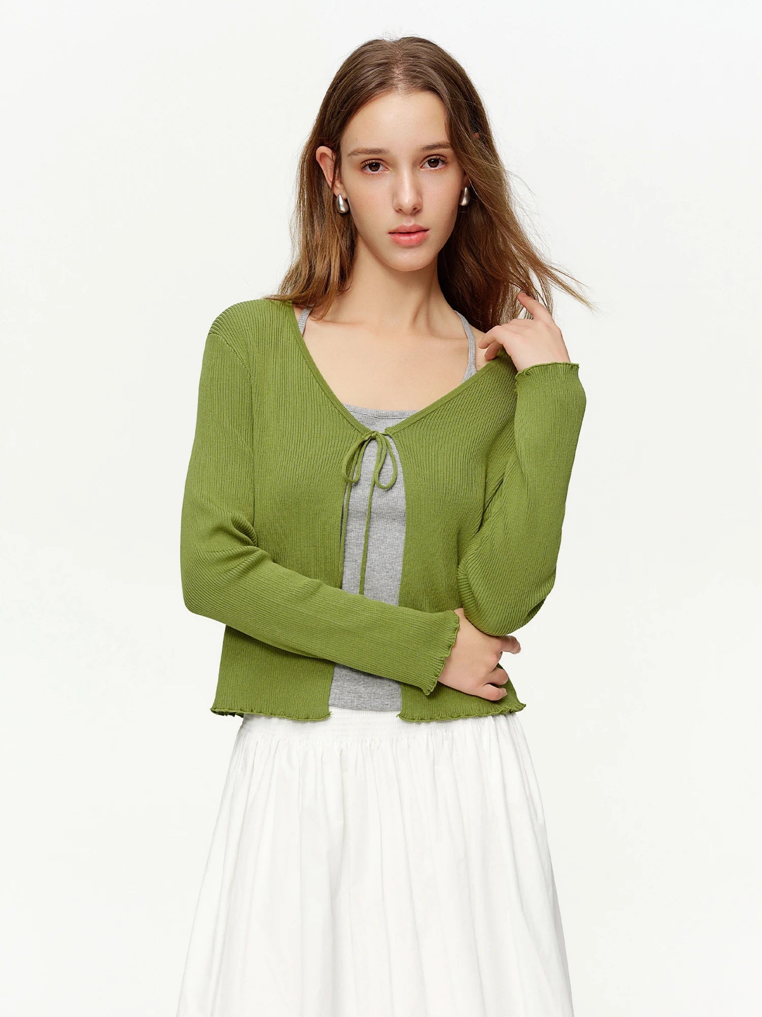 DUSHU 2026 Spring Women's Tie-Waist Tencel Knit Sweater, Lyocell Rib-Knit Soft Touch Top for Lazy Luxe & Sustainable Chic Style Loran