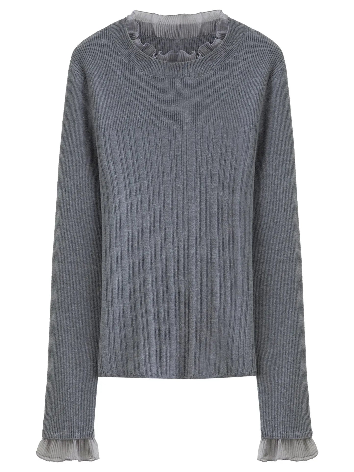 Chic Plus Size Lace Collar Knit Top - Winter Base Layer - Loran