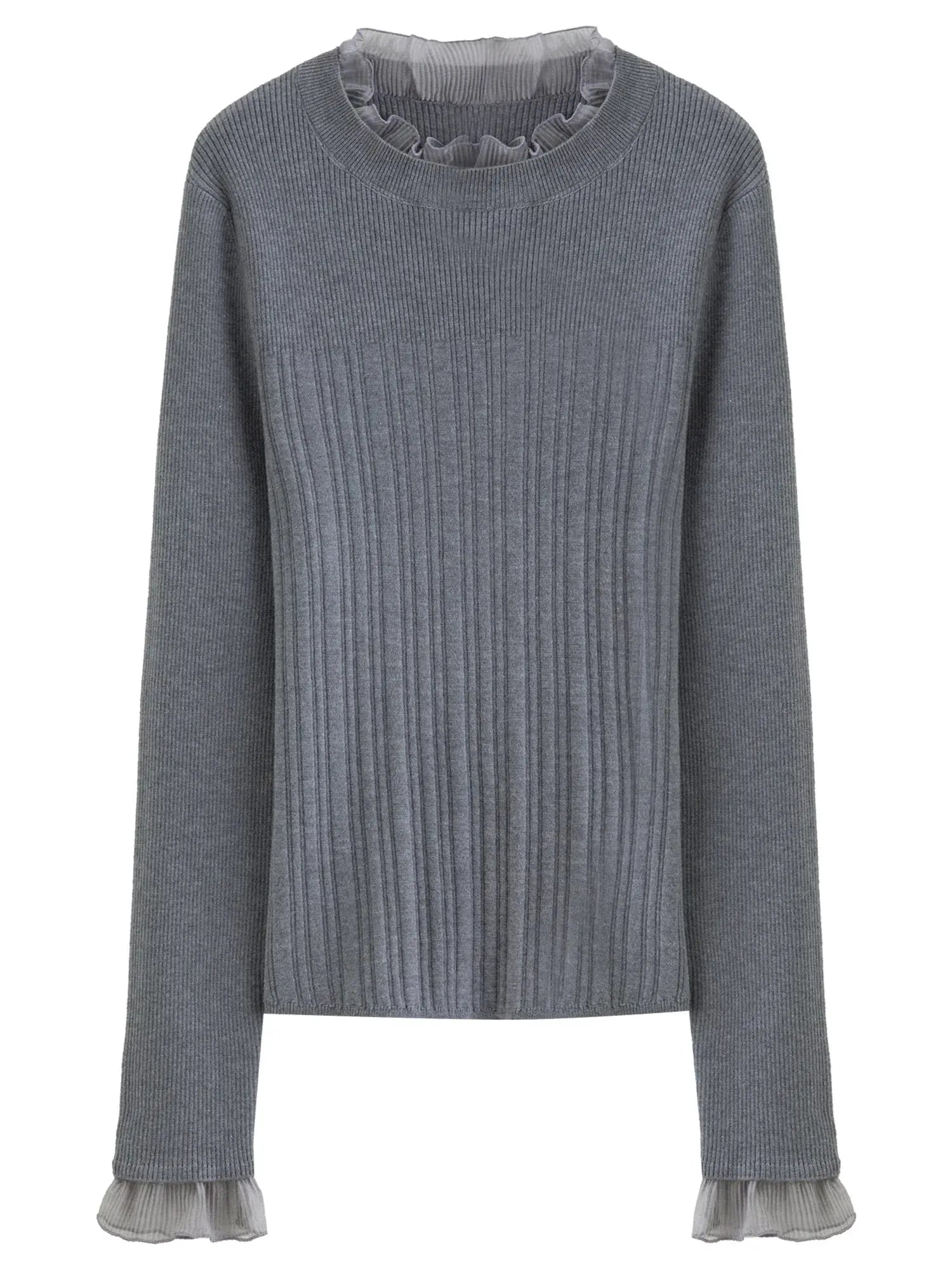 Chic Plus Size Lace Collar Knit Top - Winter Base Layer - Loran