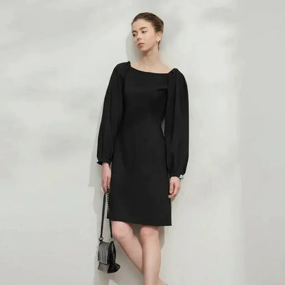 Minimalist Autumn Round Neck Dress - Loran