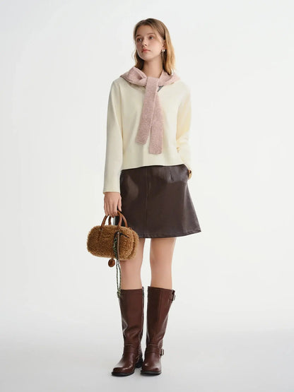 Plus-Size High-Waisted Leather Skirt - Loran