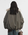 Faux Fur Collar Down Jacket Casual Winter Warm Coat for Women