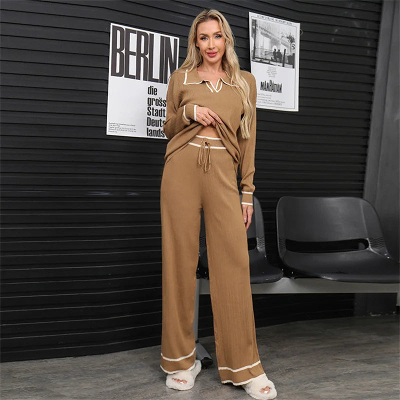 Women's Fine Knit Two-Piece Suit | High-Waist & Slim Fit