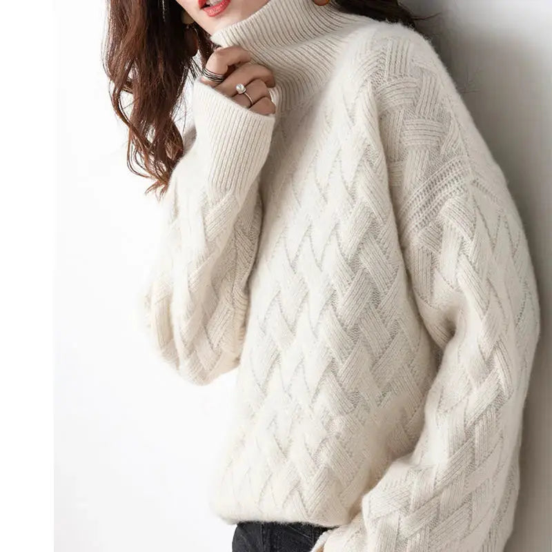 Oversized Cashmere Blend Pullover Sweater for Winter - Loran