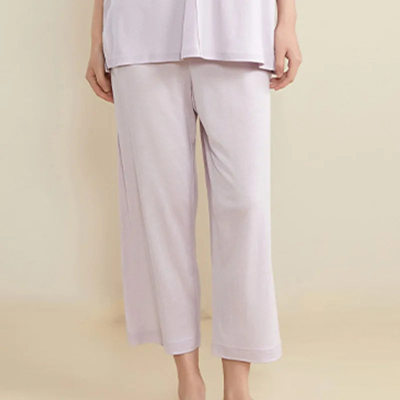 Spring Autumn 100% Mulberry Silk Women's Pajama Set Long Sleeve & Long Pants Loungewear PJs Breathable Comfortable Sleepwear Loran
