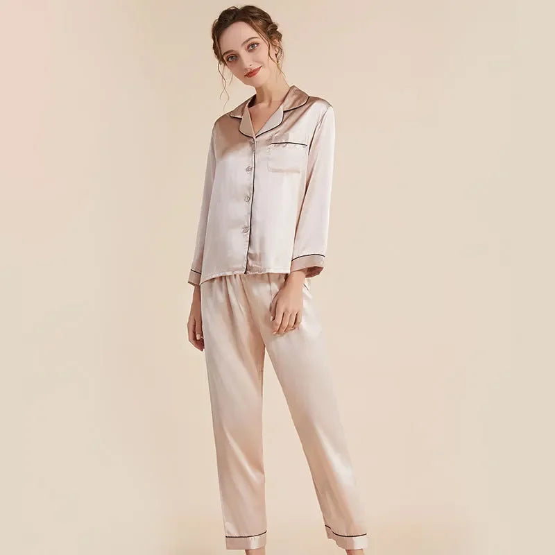 Women’s Real Silk Pajama Set Luxury Home Set Loran