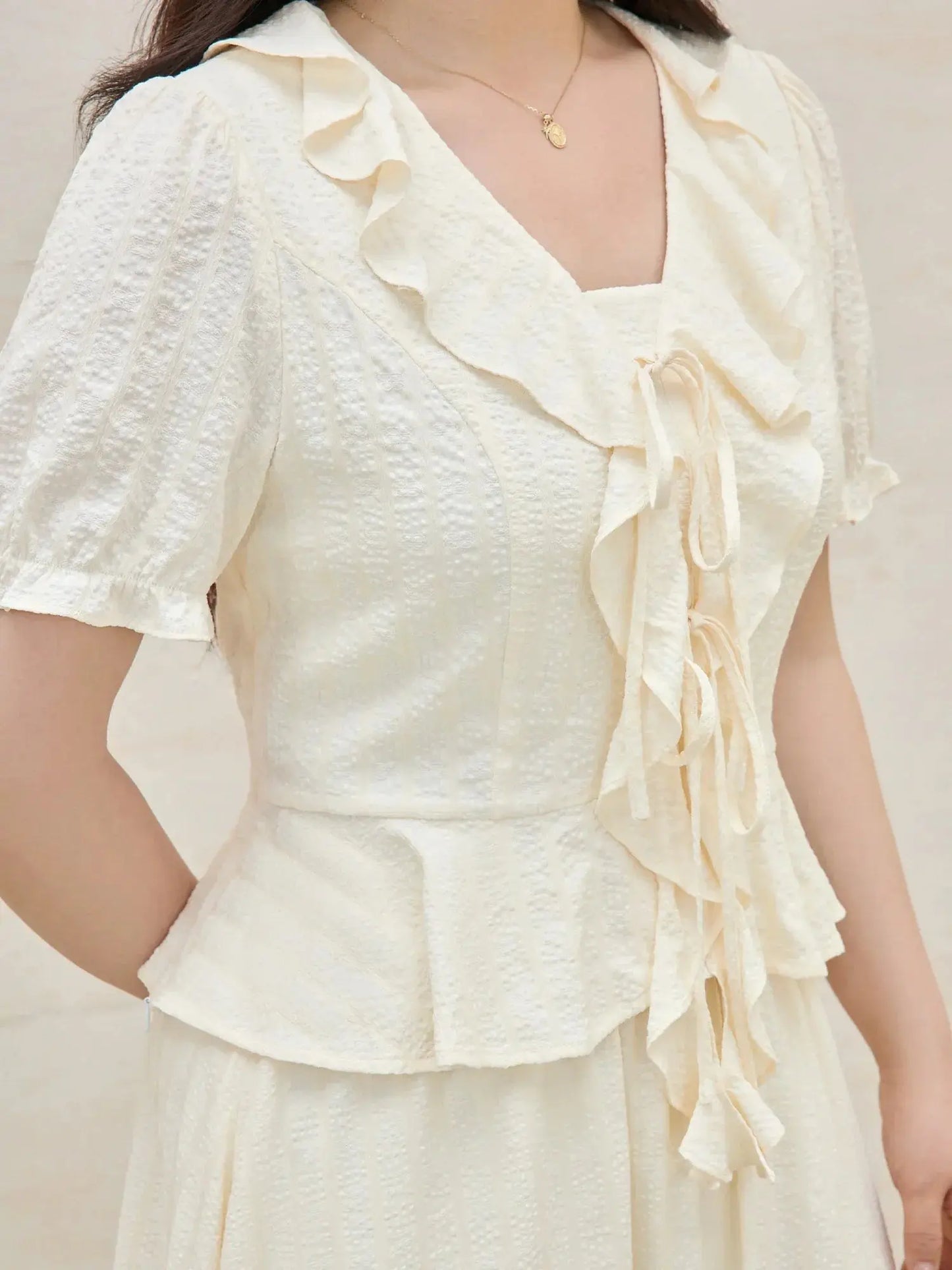 French Ruffle Plus Size Two-Piece Outfit - Loran