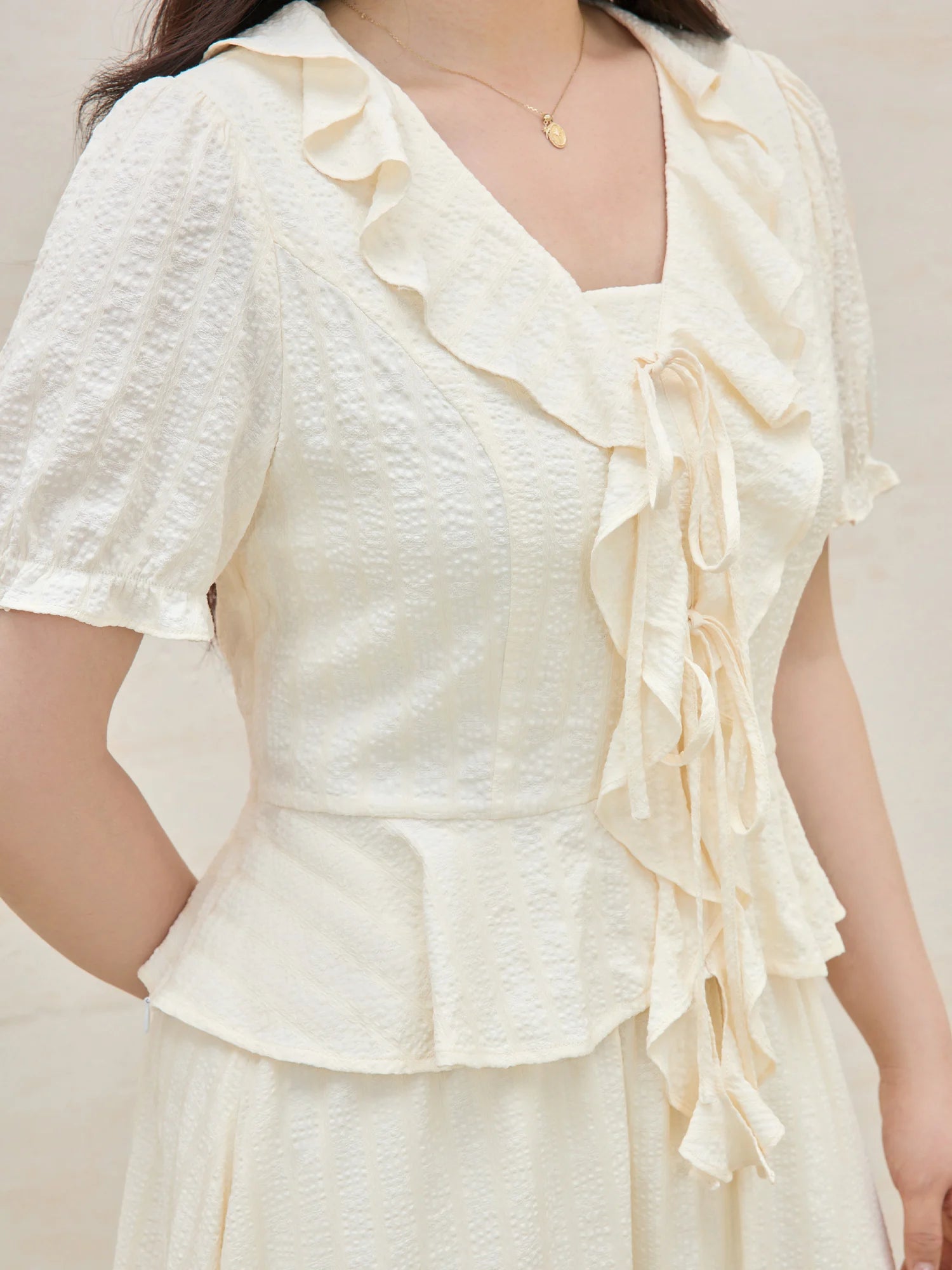 Women’s Plus Size Ruffled Blouse & Skirt Set