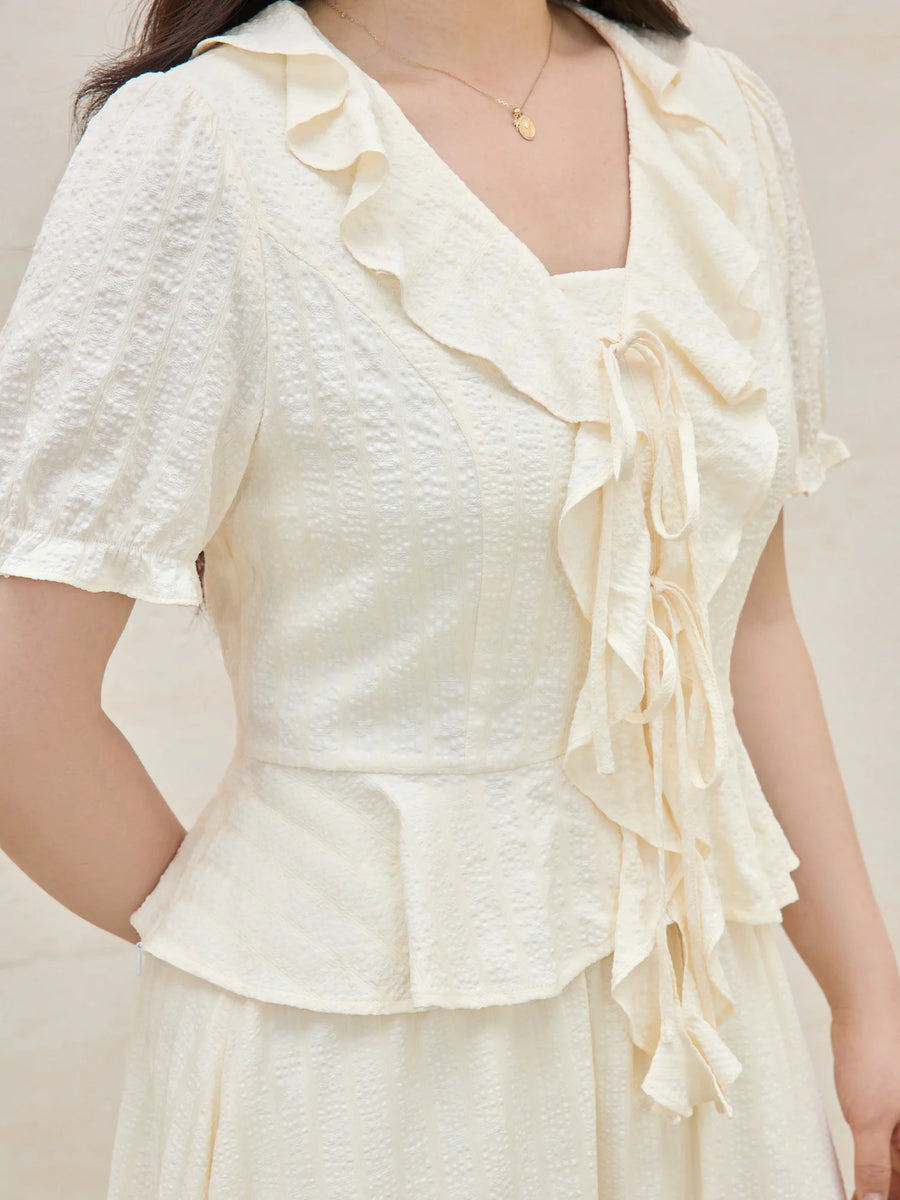 French Ruffle Plus Size Two-Piece Outfit